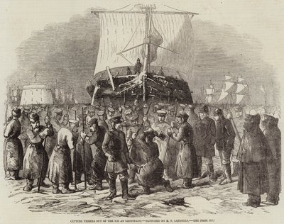 Cortando Barcos del Hielo en Cronstadt de Robert Thomas Landells